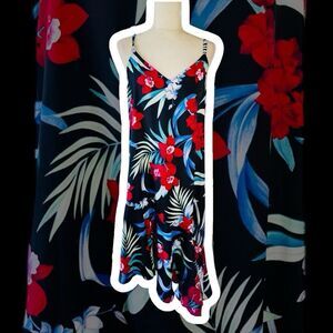Tommy Bahama Women's  Orchid Sleeveless Maxi Slip Dress Black Size M Tropical